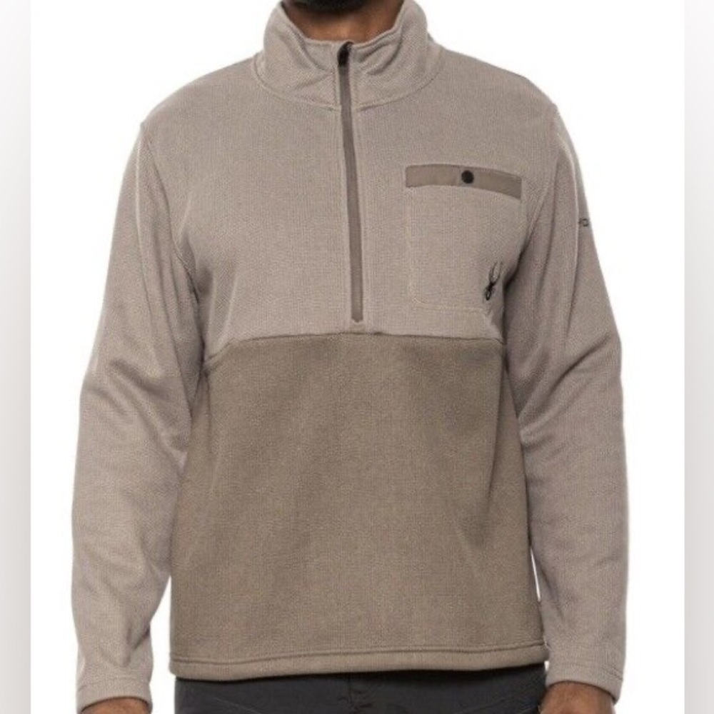 New $129 Spyder Men Medallion Bonded Sweater Fleece 1/4 Zip Jacket Cinder M